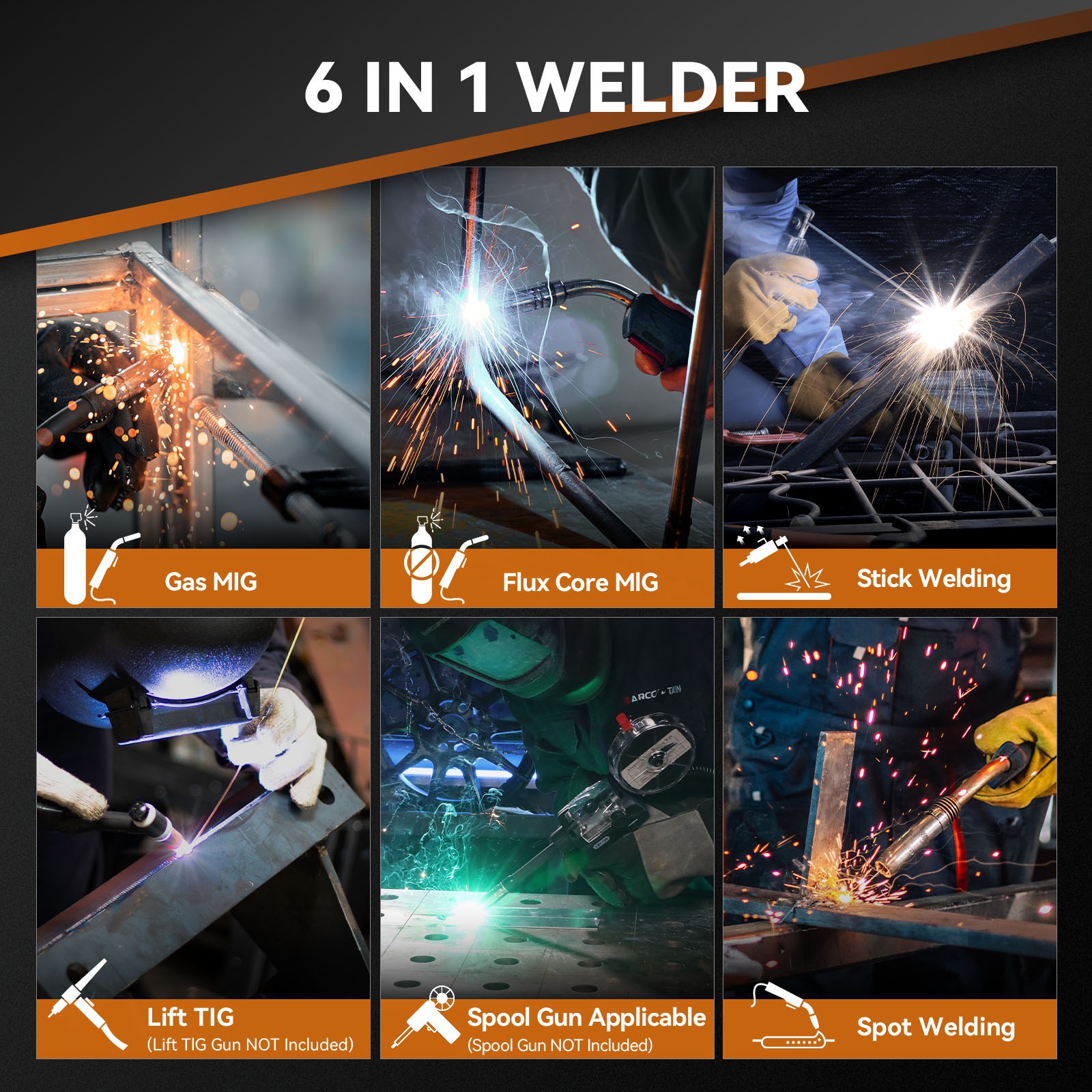 200A MIG Welder 110V/220V Gas/Gasless Flux Core Stick Lift Tig Welding Machine