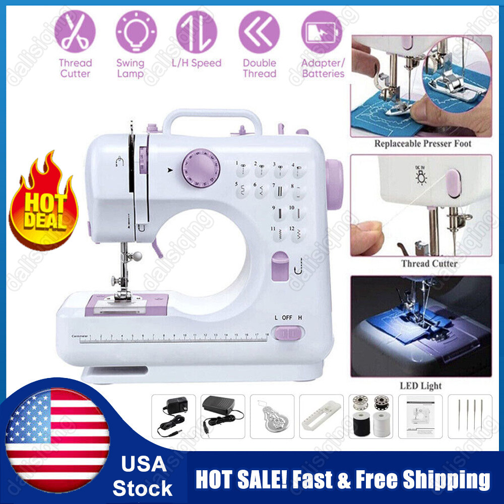 Electric Sewing Machine Portable Crafting Mending Machine 12 Built-In Stitches