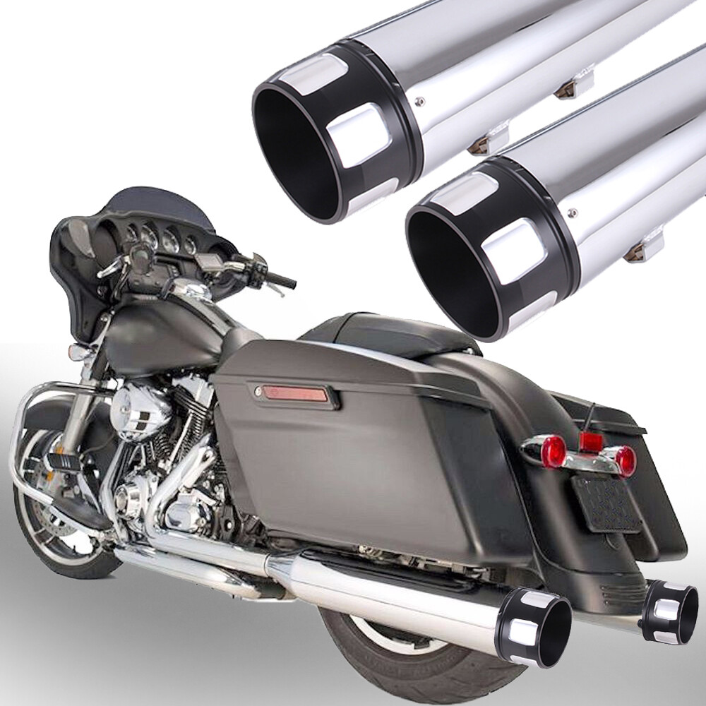4" Megaphone Exhaust Pipes Mufflers For Harley Touring Ultra Classic Road Glide