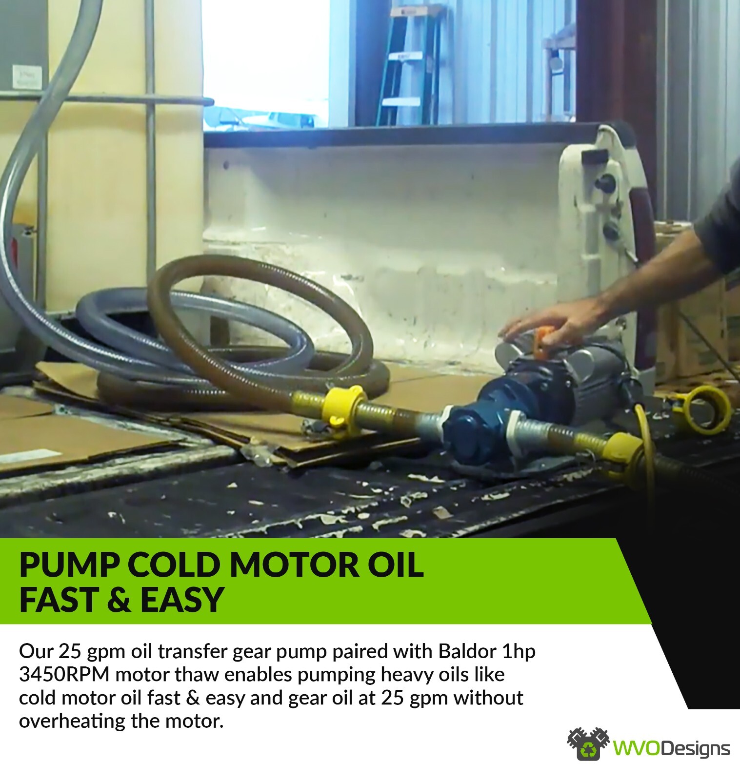 25gpm Oil Transfer Gear Pump with 1HP motor (No Switch, Plug, or Handle)