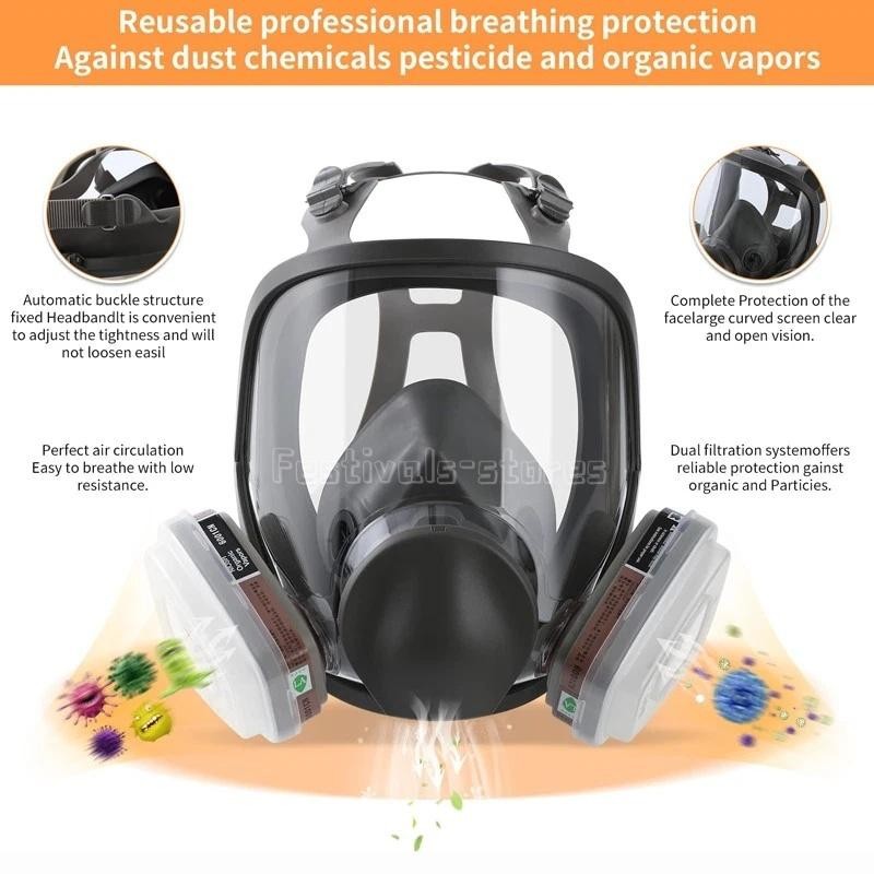 US Full Face Gas Mask Painting Spraying Respirator w/Filters for 6800 Facepiece