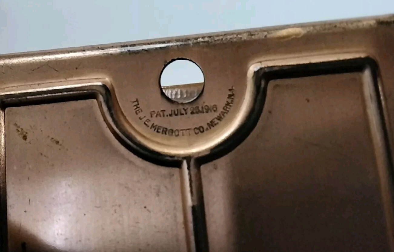 Antique Perpetual Calendar 1916 J.E Mergott NJ Clipboard Note Holder copper desk