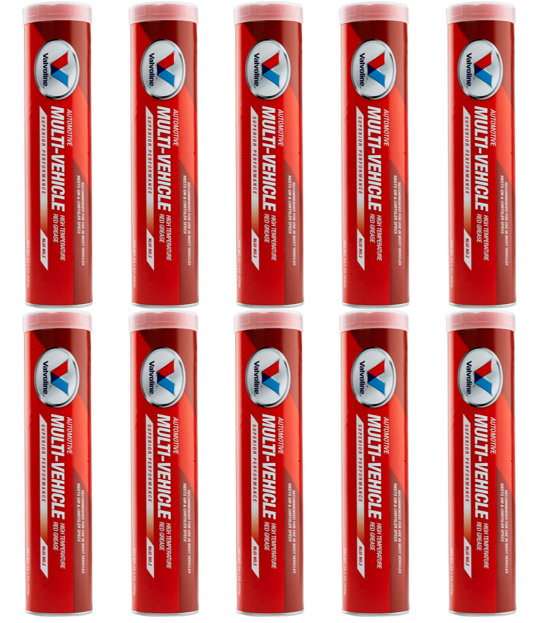 Valvoline VV615 Multi-Vehicle High Temperature Red Grease; 10 Pack of 14oz tubes