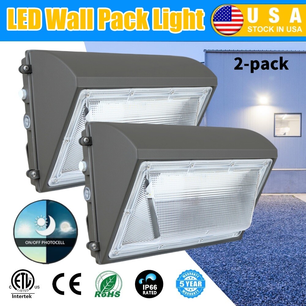 2Pack 150W Led Wall Pack Light Dusk to Dawn Commercial Outdoor Security Lighting