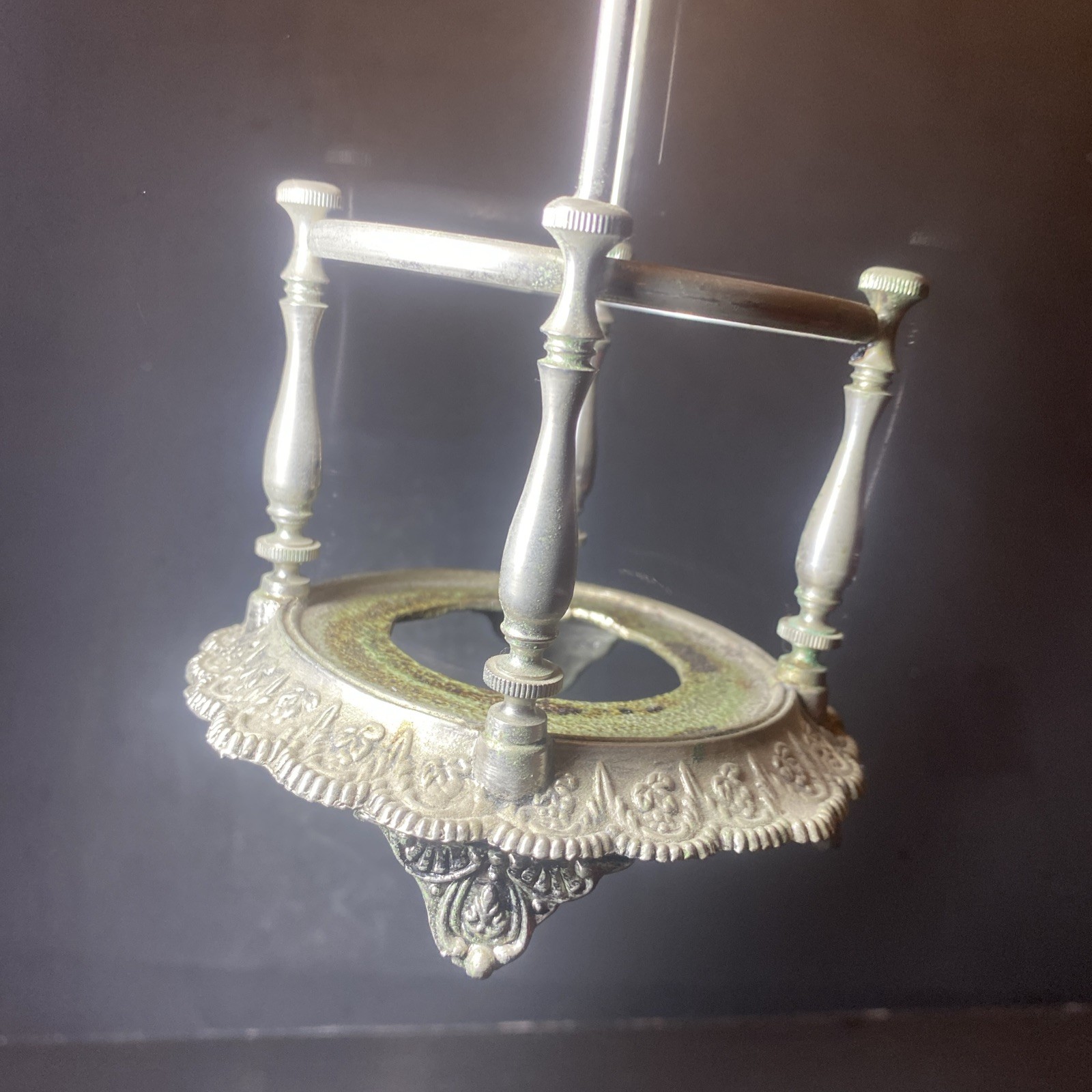 Antique Victorian Silverplated Bird & Floral Motif Frame. Taxidermy Stand Idea.