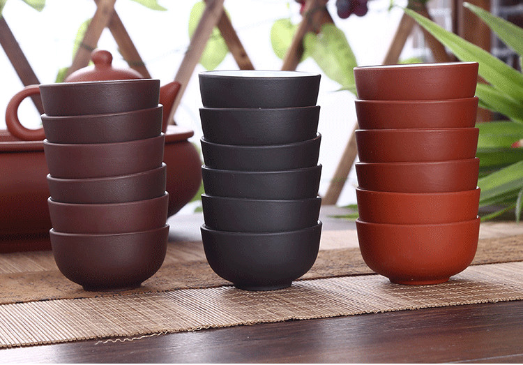 6pcs/lot Kungfu Tea Cup Puer Cups 25ml / 50ml Chinese Purple Clay Porcelain Cups