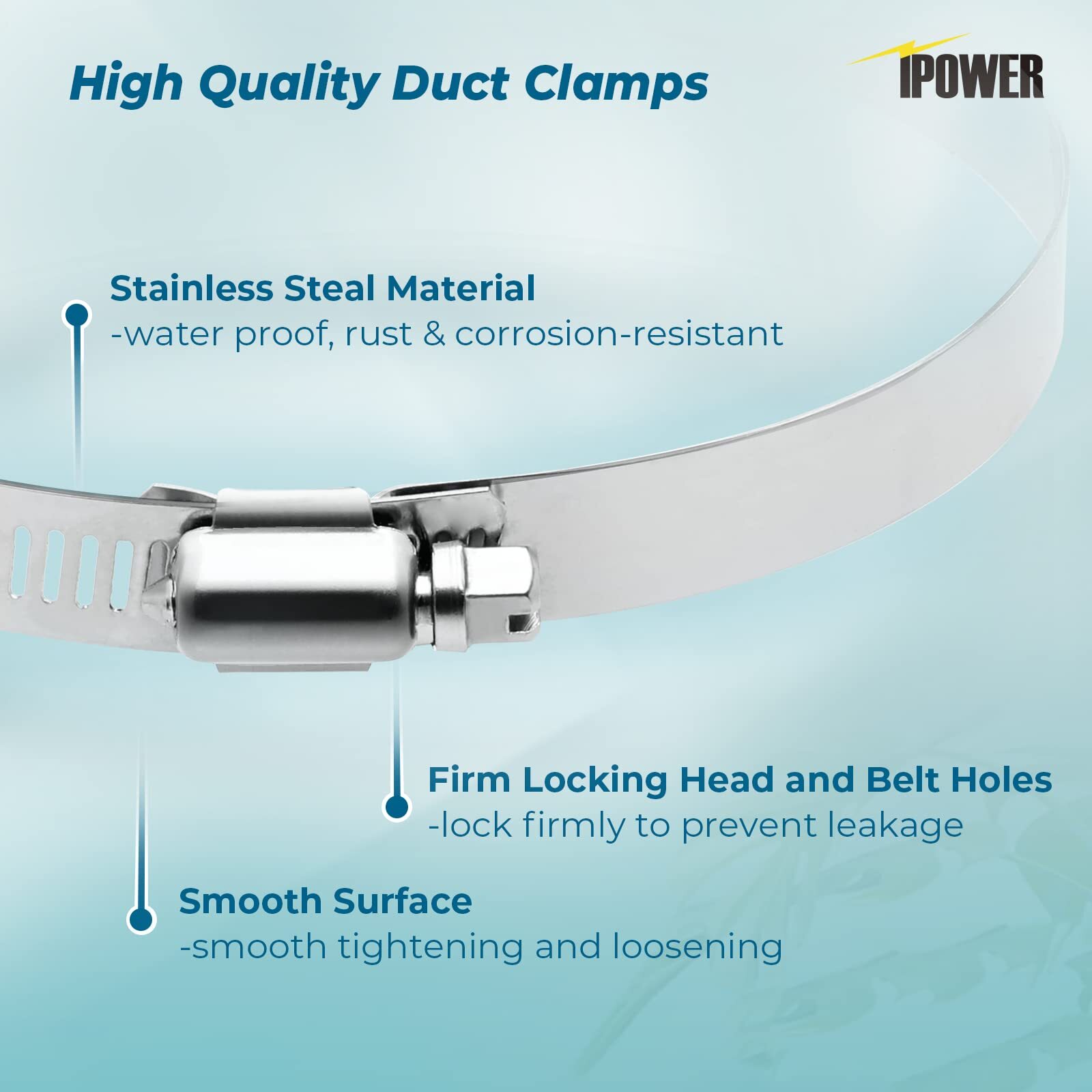 2pcs 3in Adjustable 304 Stainless Steel Duct Hose Clamps for Ducting Ventilation