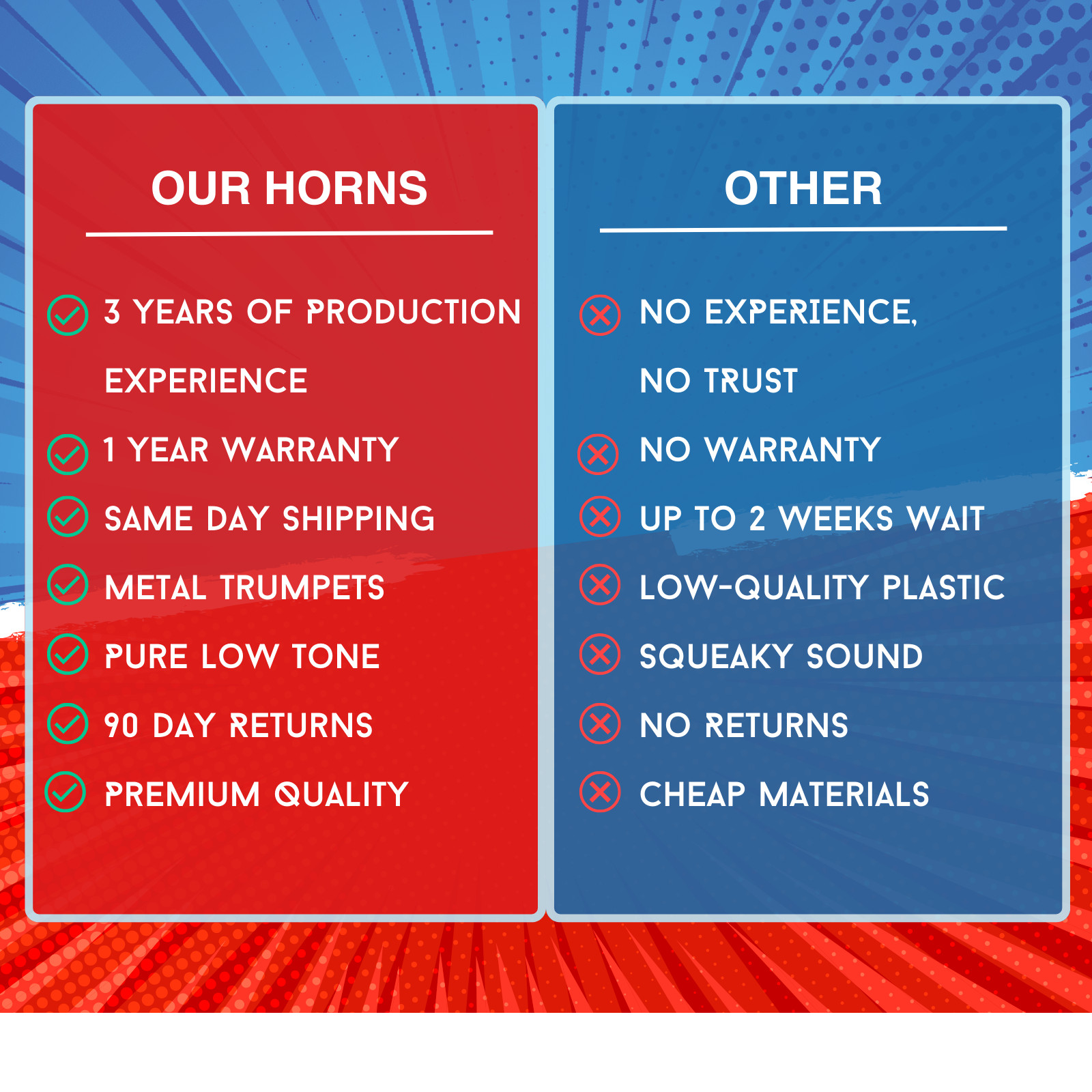 DeWalt Impact Air Train Horn Dual Black | 2026 Long Trumpets | Assembled in USA