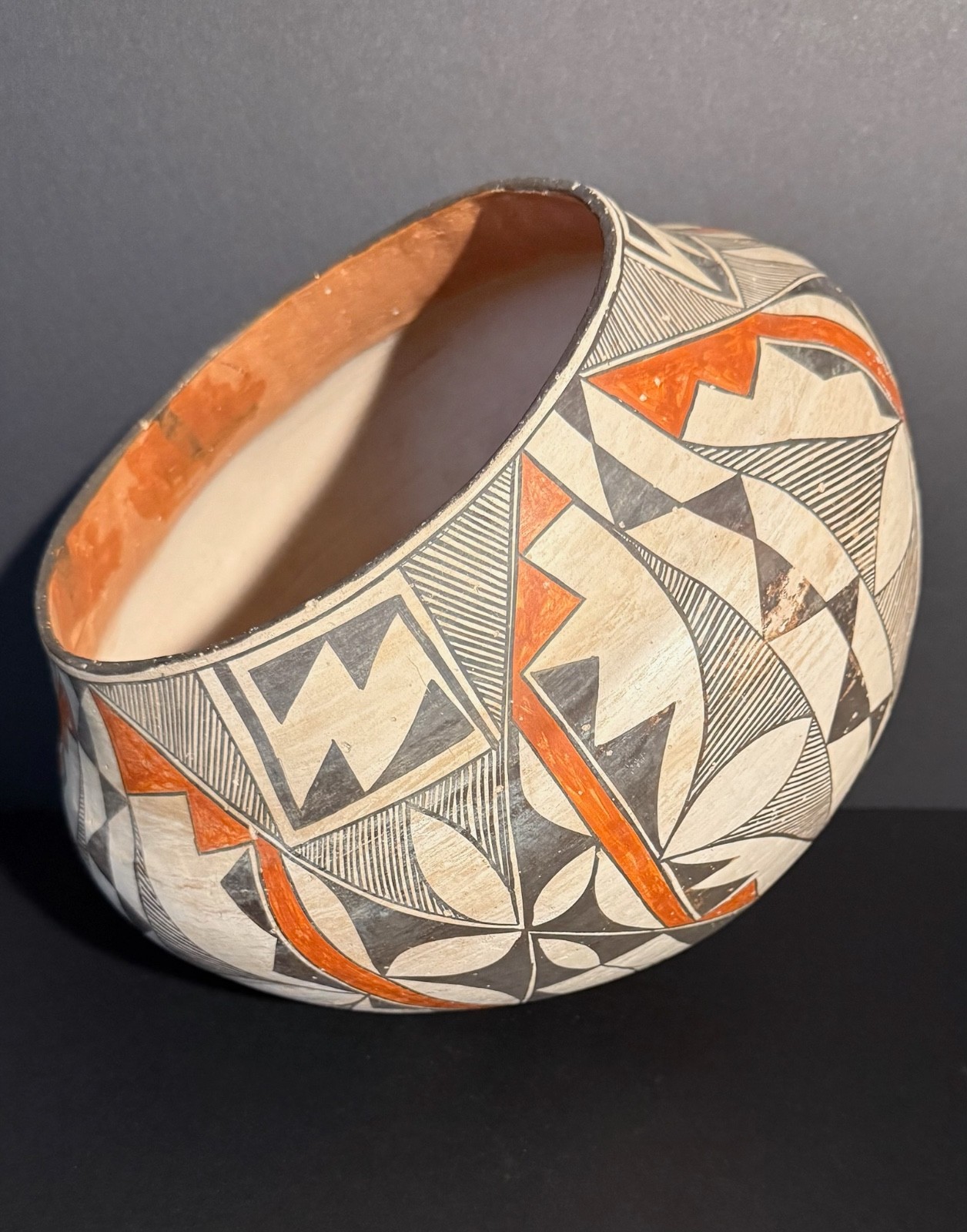 LARGE ACOMA POLYCHROME POTTERY OLLA,BEAUTIFUL PAINT DECORATION,C1900, EXCELLENT!