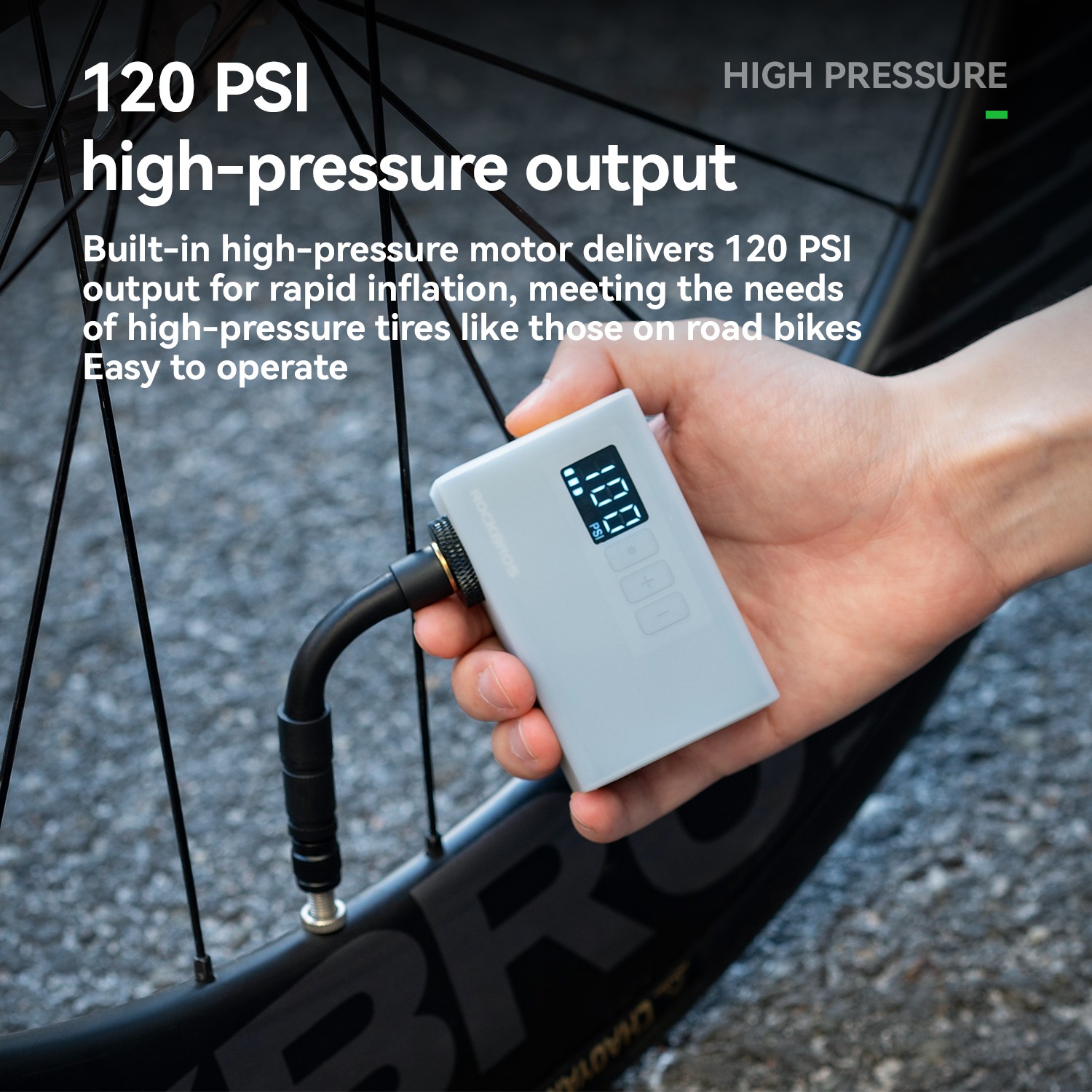 ROCKBROS Electric Air Pump Mini Bike120PSI Portable Fast Inflation FV/AV 240mAh