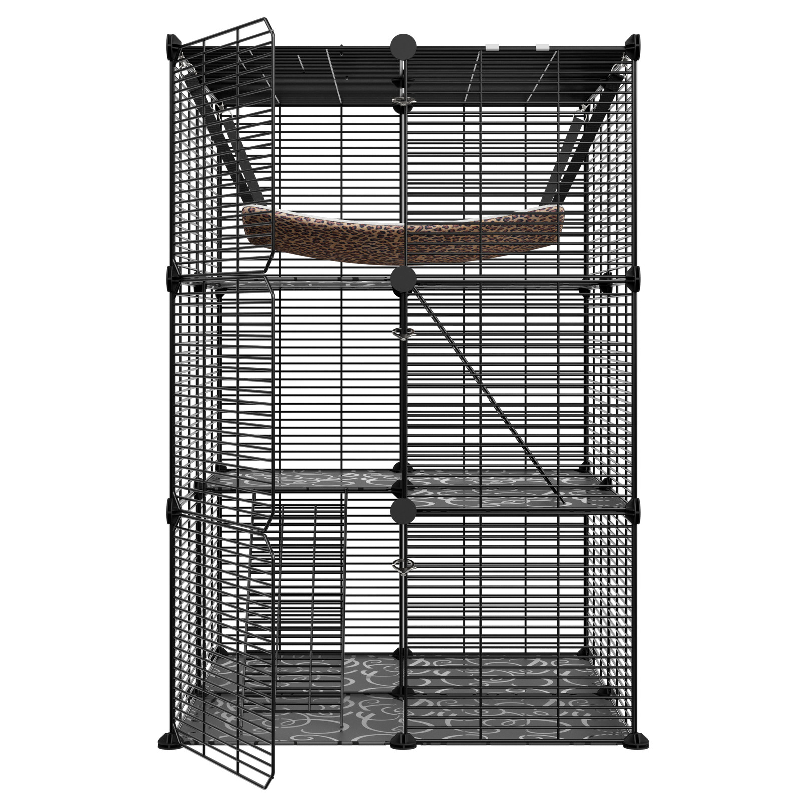 3 Tier Cat Cages Indoor DIY Cat Enclosure Cat Playpen Catio Detachable Metal