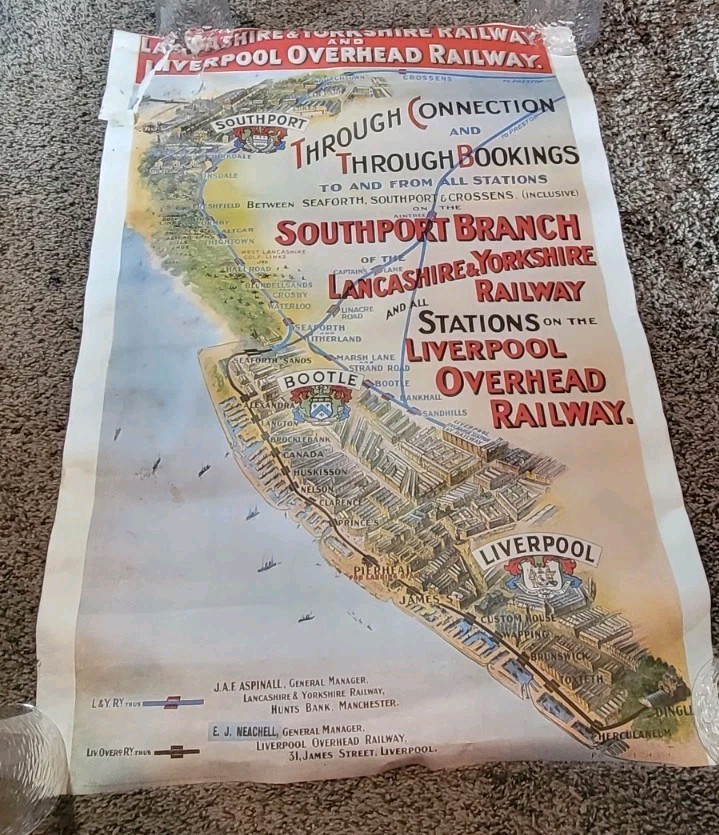 The Liverpool Overhead Railway Poster Lancashire Yorkshire Southport  2/79