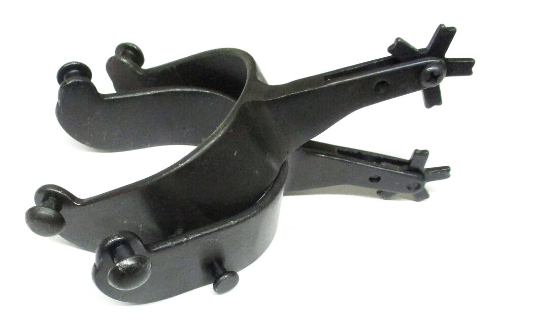 Bull Riding Spurs 22-1/2 Degree Offset Black Steel New from Eddy's Tack