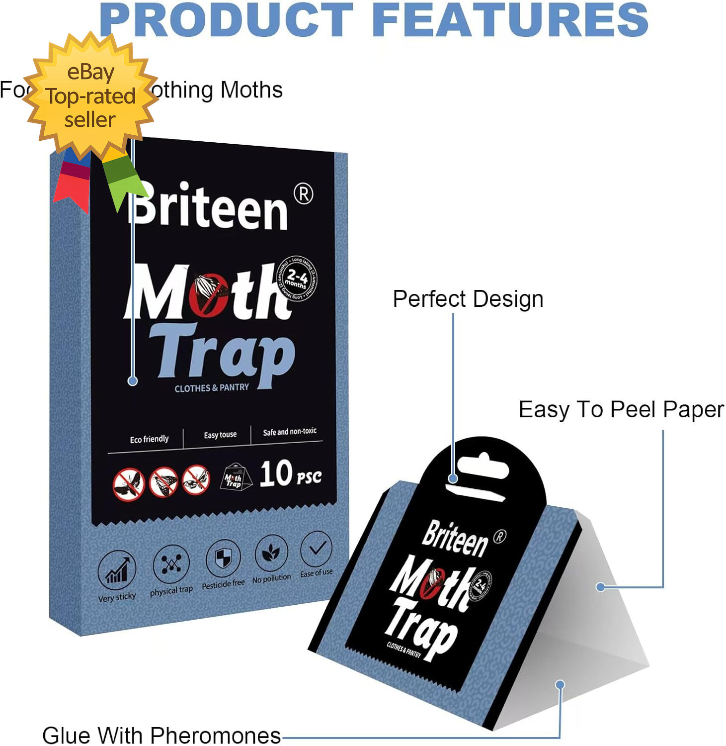 10 Pack Pantry Moth Traps Safe and Effective for Food and Clothing Glue Traps