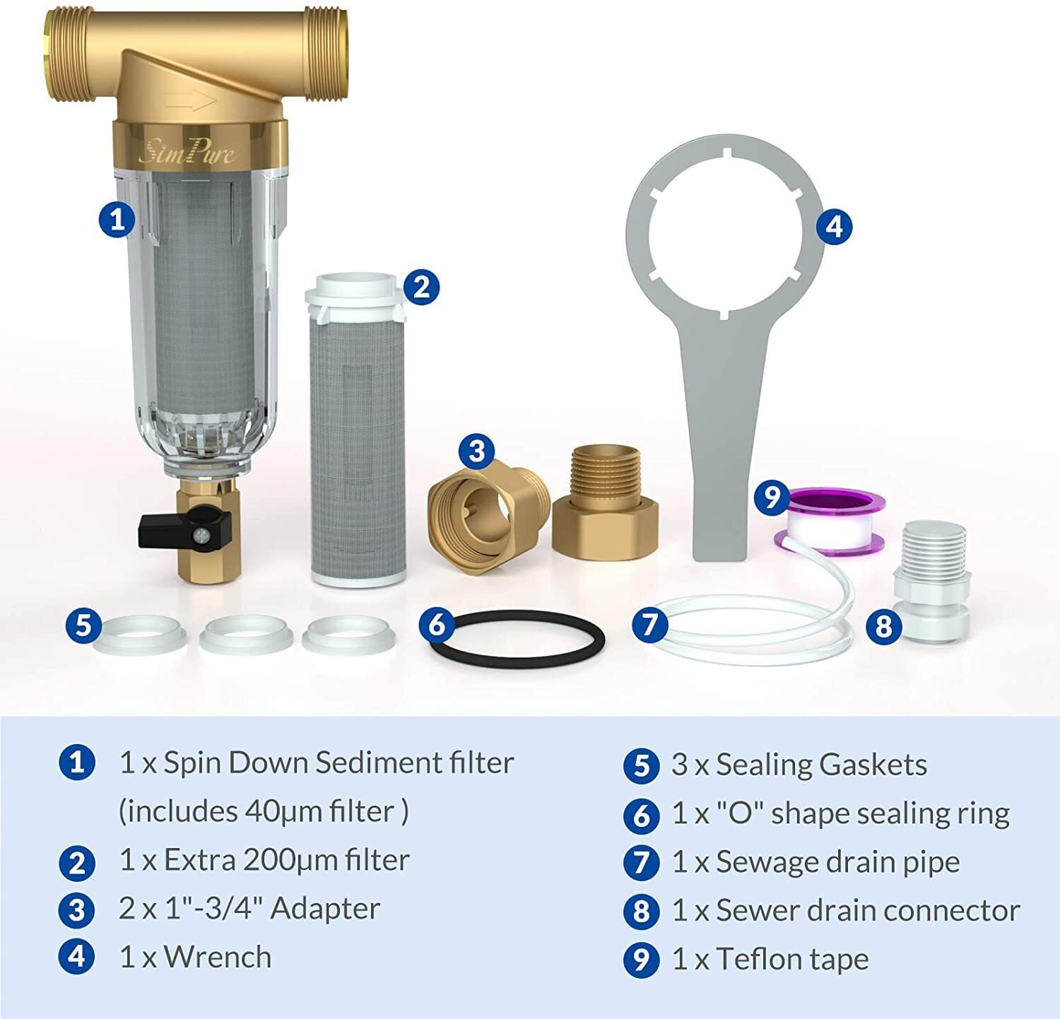 2Pack Reusable Whole House Spin Down Water Filter Sediment Pre-Filter System