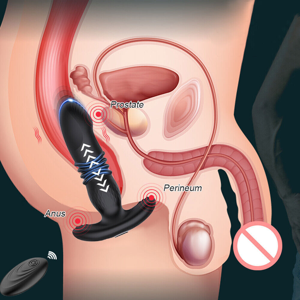 Thrusting Anal Butt Plug Dildo Vibrator Prostate Massager Sex Toys for Women Men