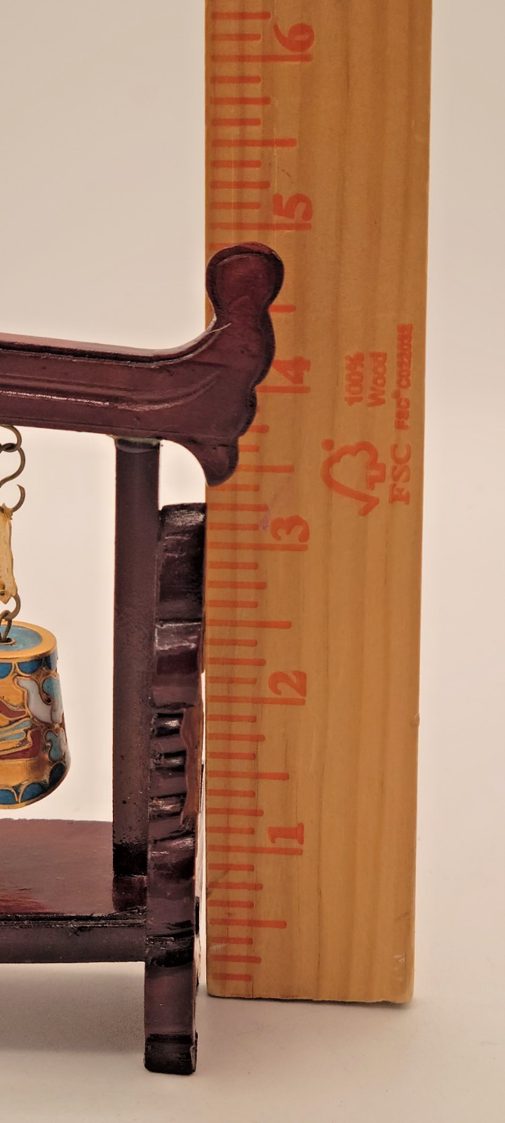 Chinese Cloisonne Graduated Musical Bell Set on Wood Carved Stand FREE SHIP