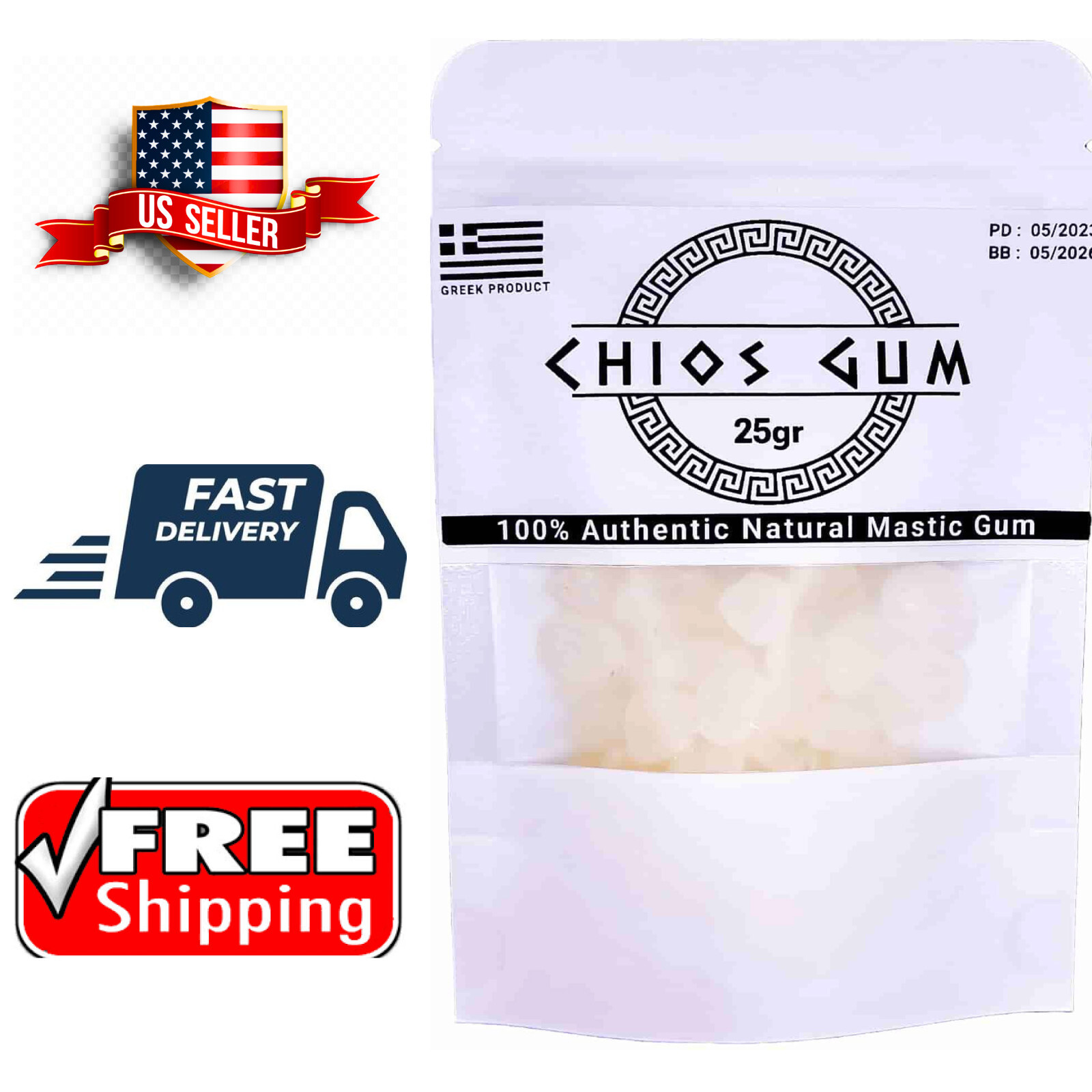TOP GRADE Organic MASTIC GUM 25Gr (0.88Oz) Greek Chios Mastica Masticha Mastixa