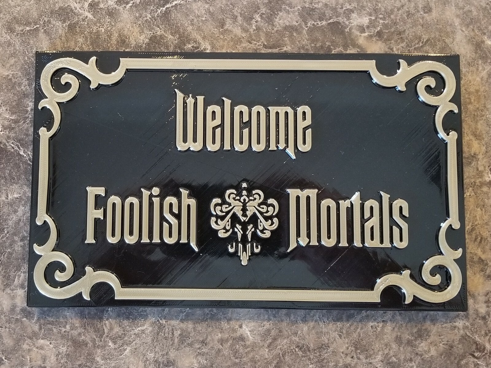 Haunted Mansion Inspired Prop Sign / Plaque Replica Welcome Foolish Mortals