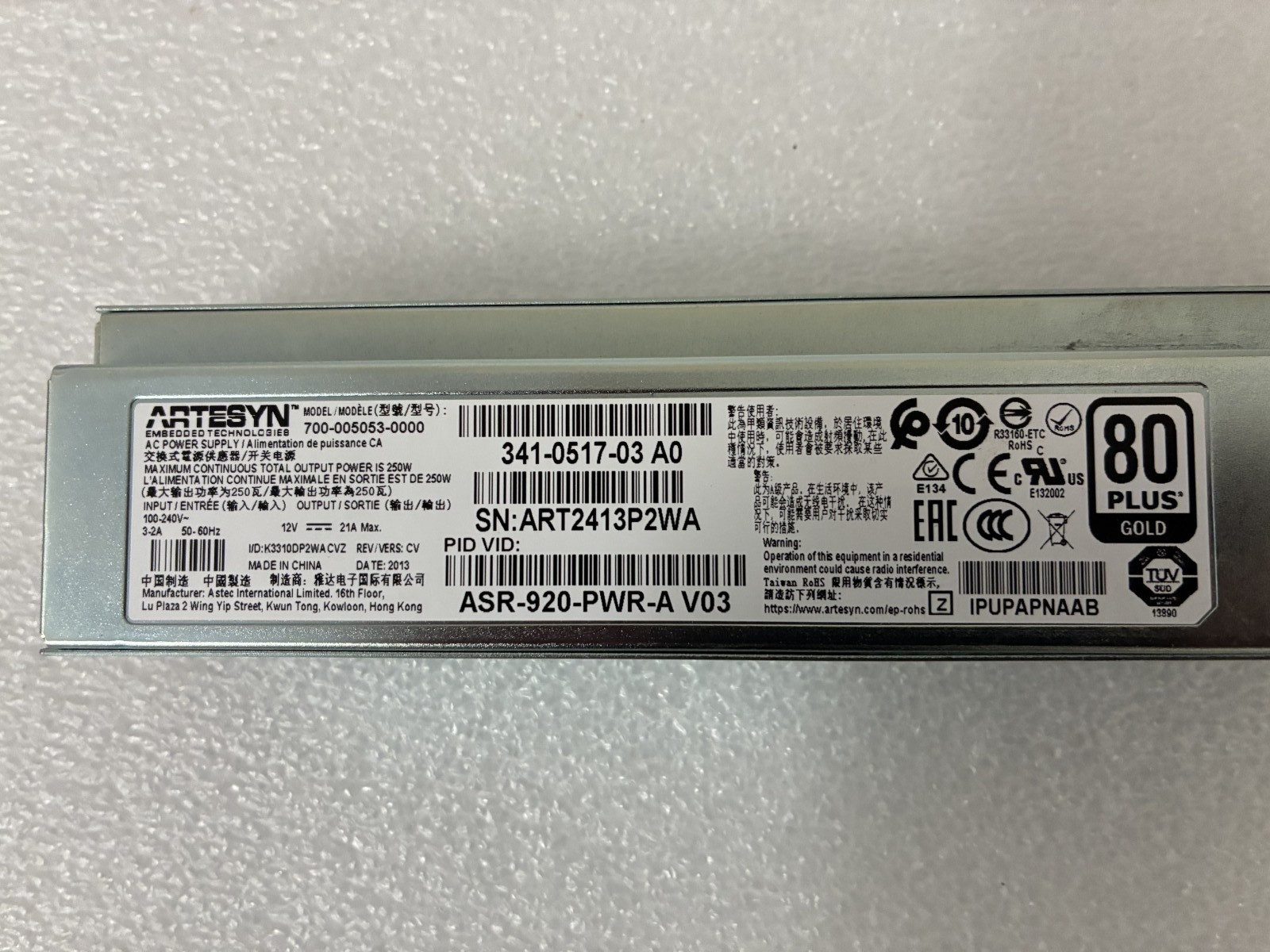 CISCO ASR-920-PWR-A ASR920 AC Power Supply 341-0517-03