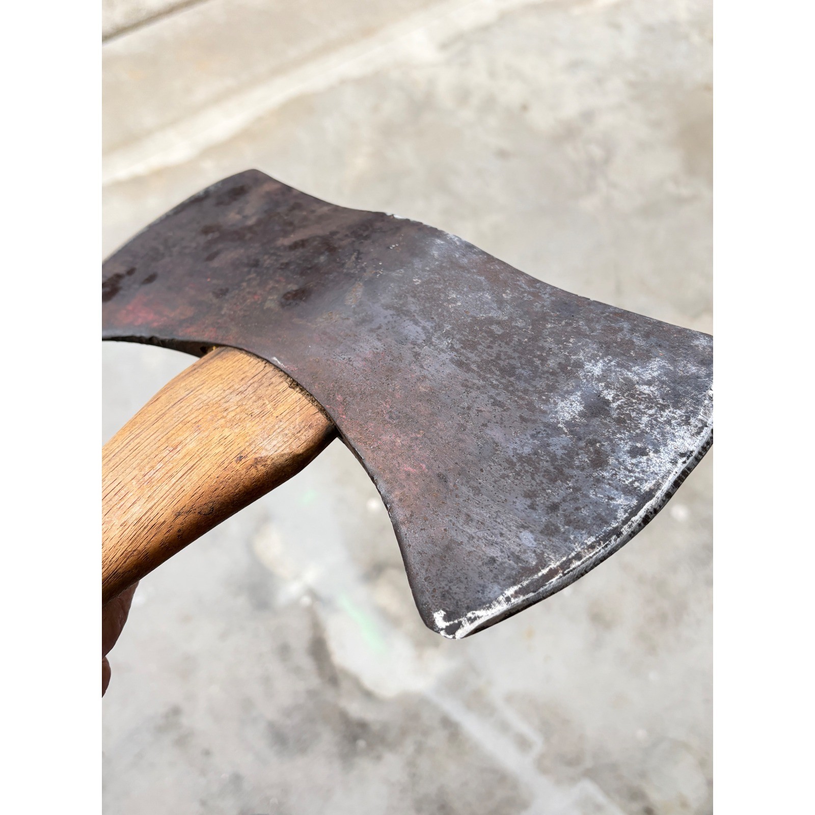 Vintage Double Bit Axe Head on Handle 1940s-60s Logging Tool Needs Re-Wedge