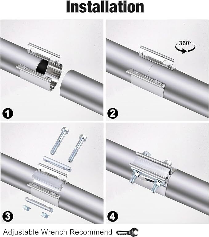 4Pack 5" inch Stainless Steel 304 Lap Joint Clamp Heavy Duty Exhaust Band Clamp