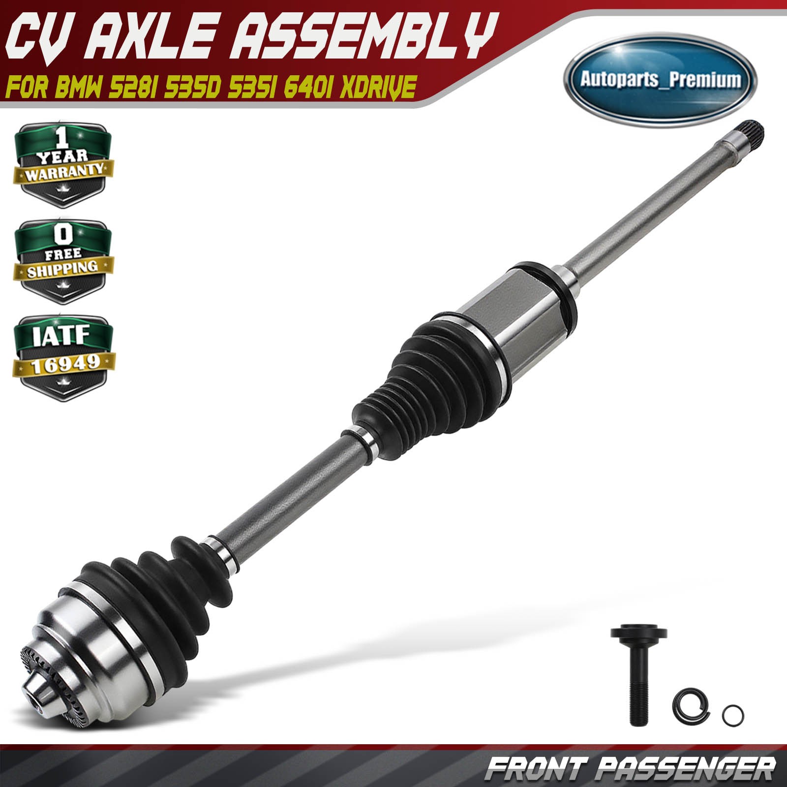 Front Passenger Side CV Axle Assy for BMW 528i 535d 535i 640i xDrive 31607618680
