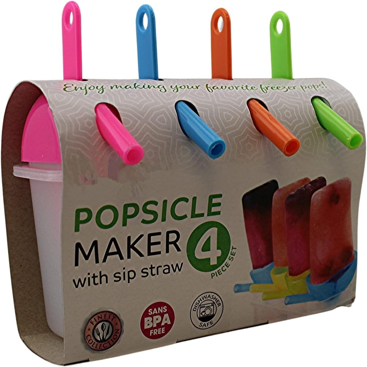 Ice Lolly Pop Mold Popsicle Maker with Straw Makes BPA Free Just Pop In The Free