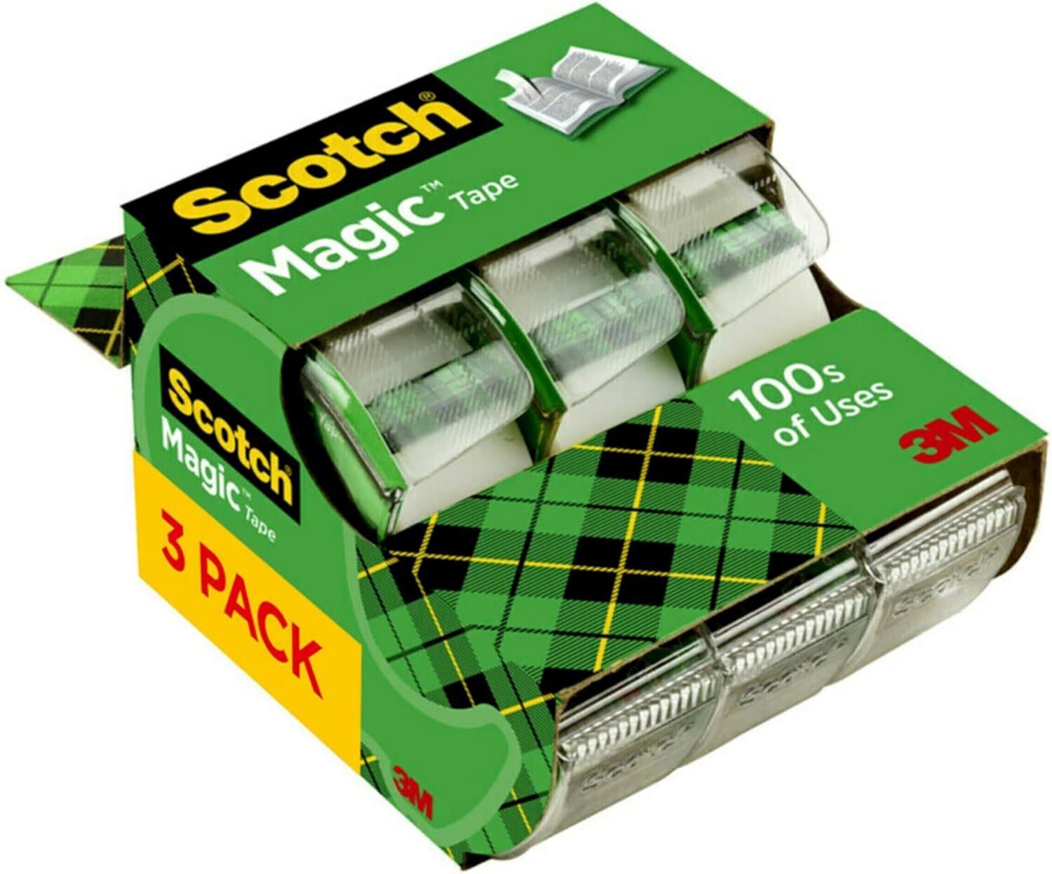 Scotch Invisible Matte Finish Magic Tape with Dispensers 3/4 Inches x 300 Inches