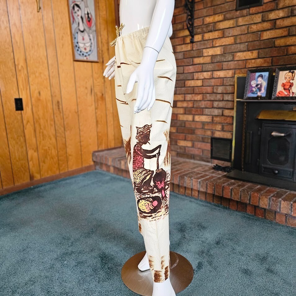 Vintage African Folk Art Tourist Souvenir Ethnic Karate Unisex Lounge Pants OS