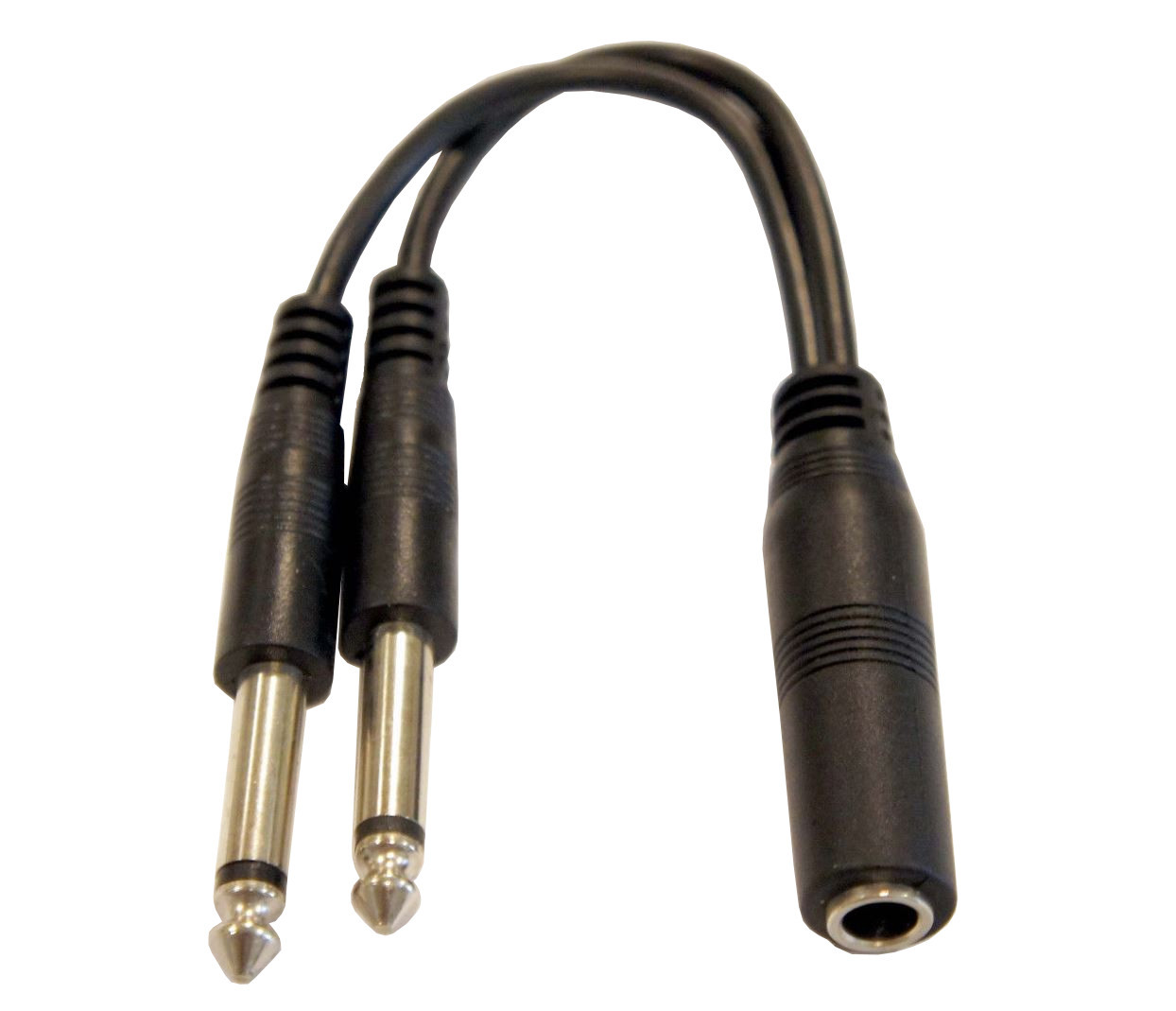 1/4 inch mono TS Female to 2 x 1/4 inch Male Mono TS Y splitter cable