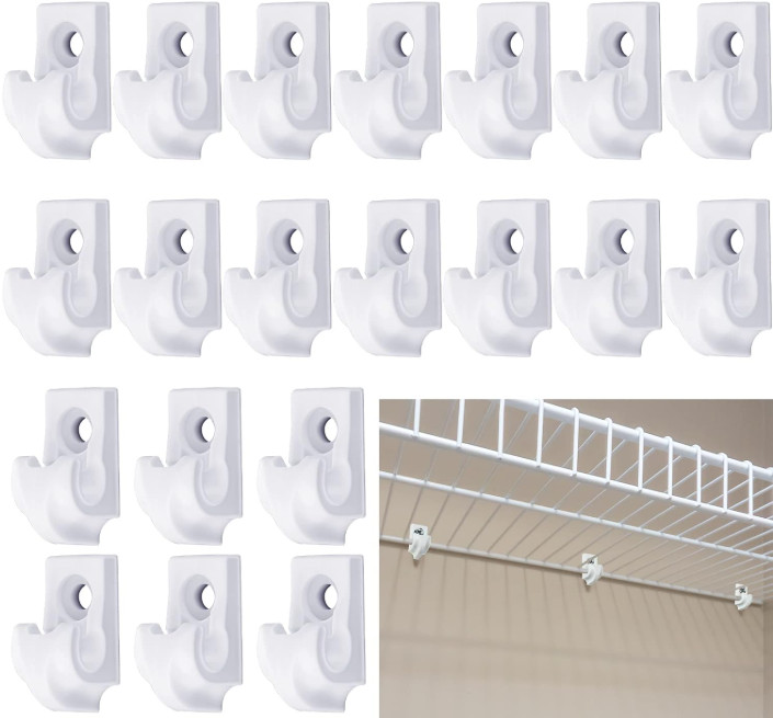 Clips Estante Alambre Blancos 20 Pzas Soportes Plástico Resistente Ajustable
