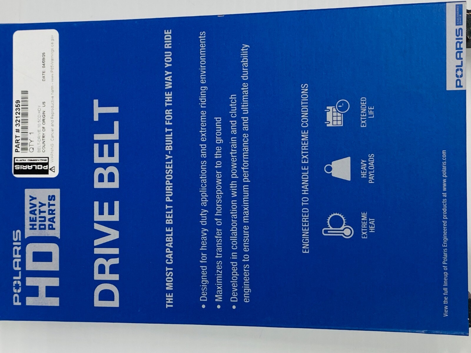 Polaris Heavy Duty Drive Belt - OEM Polaris 3212359 - RZR XP 1000, Ranger XP 900
