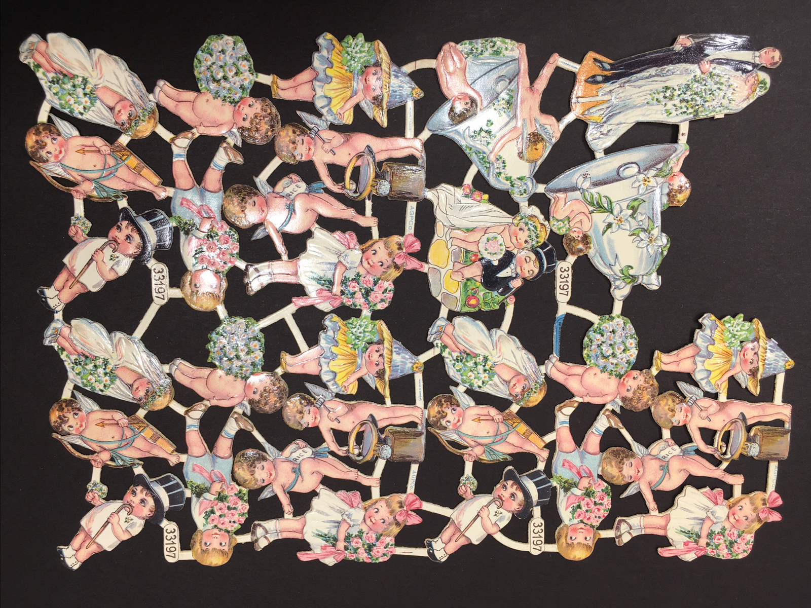 Vintage Germany AGPCO 33197 Victorian Wedding Cupid Die Cut Scrapbook