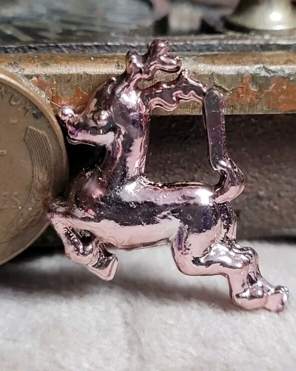 Vintage Pink RUDOLPH THE RED NOSED REINDEER gumball charm prize jewelry