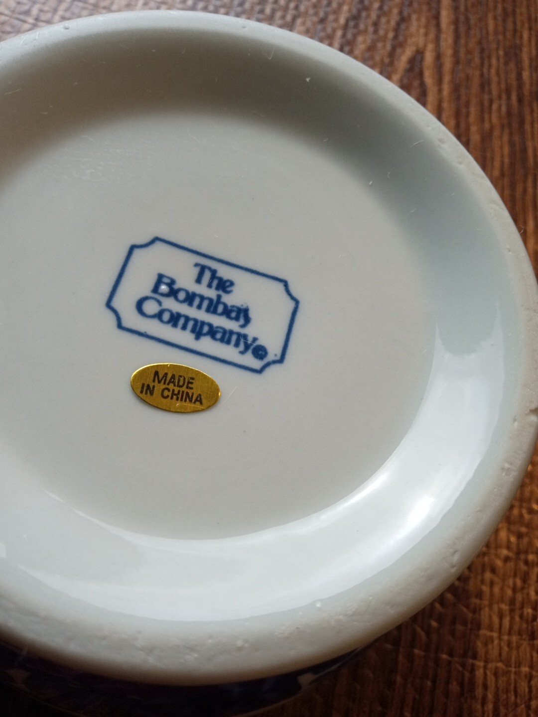 Bombay Company Blue and White Sugar Bowl Ceramic Circle Low Pot Top Lid