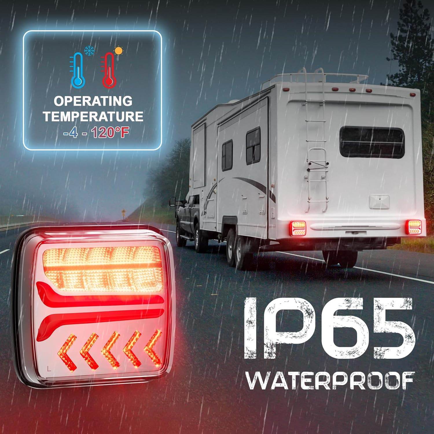 Wireless Trailer Lights Magnetic Rechargeable Tow Light LED Kit for Trailer RV