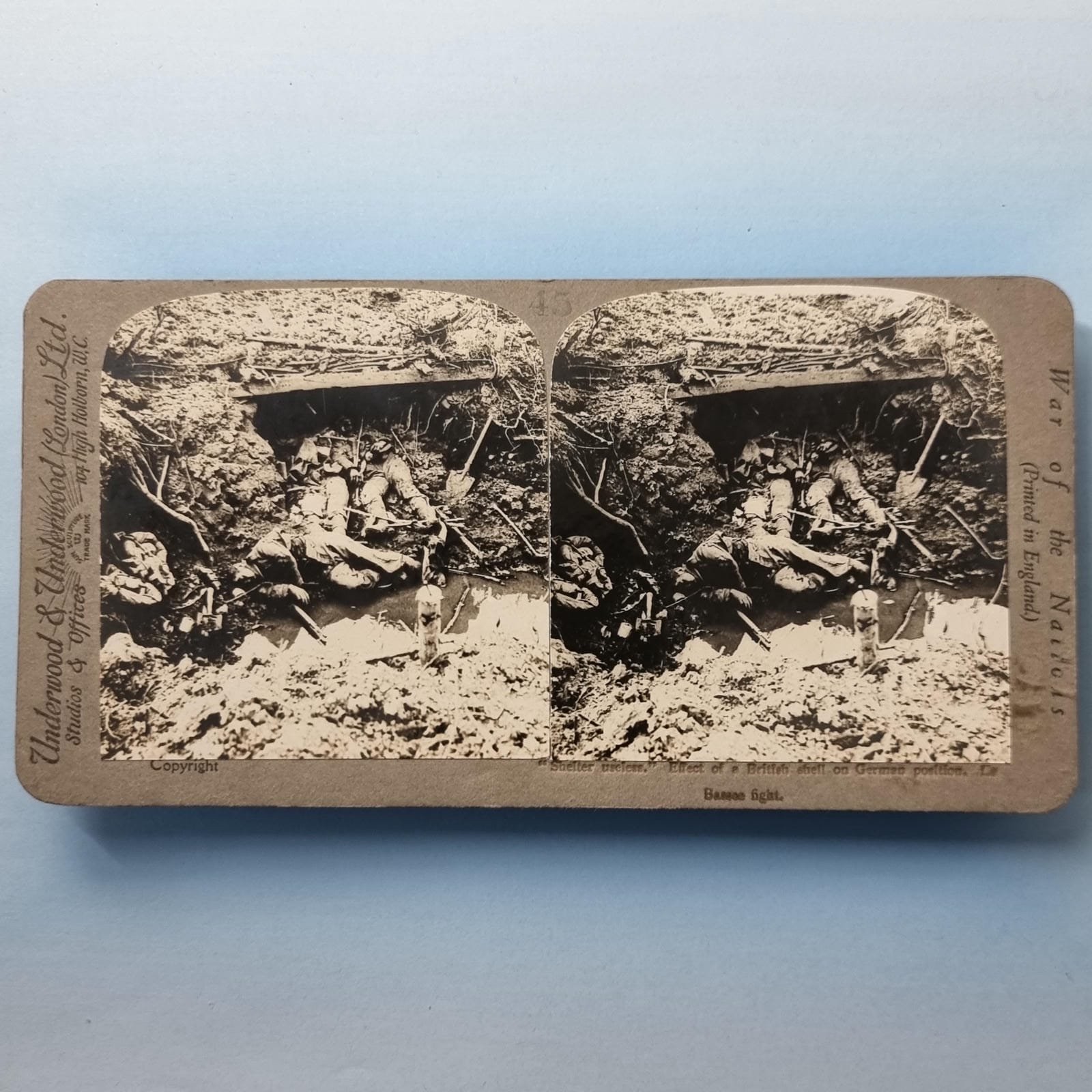 WW1 Military Stereoview C1917 Shelled German Dugout Loss Real Photo Rare Series