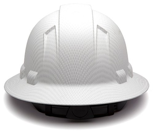 Pyramex HP54116 Ridgeline Full Brim Hard Hat 4 Pt Ratchet Matte White Pattern