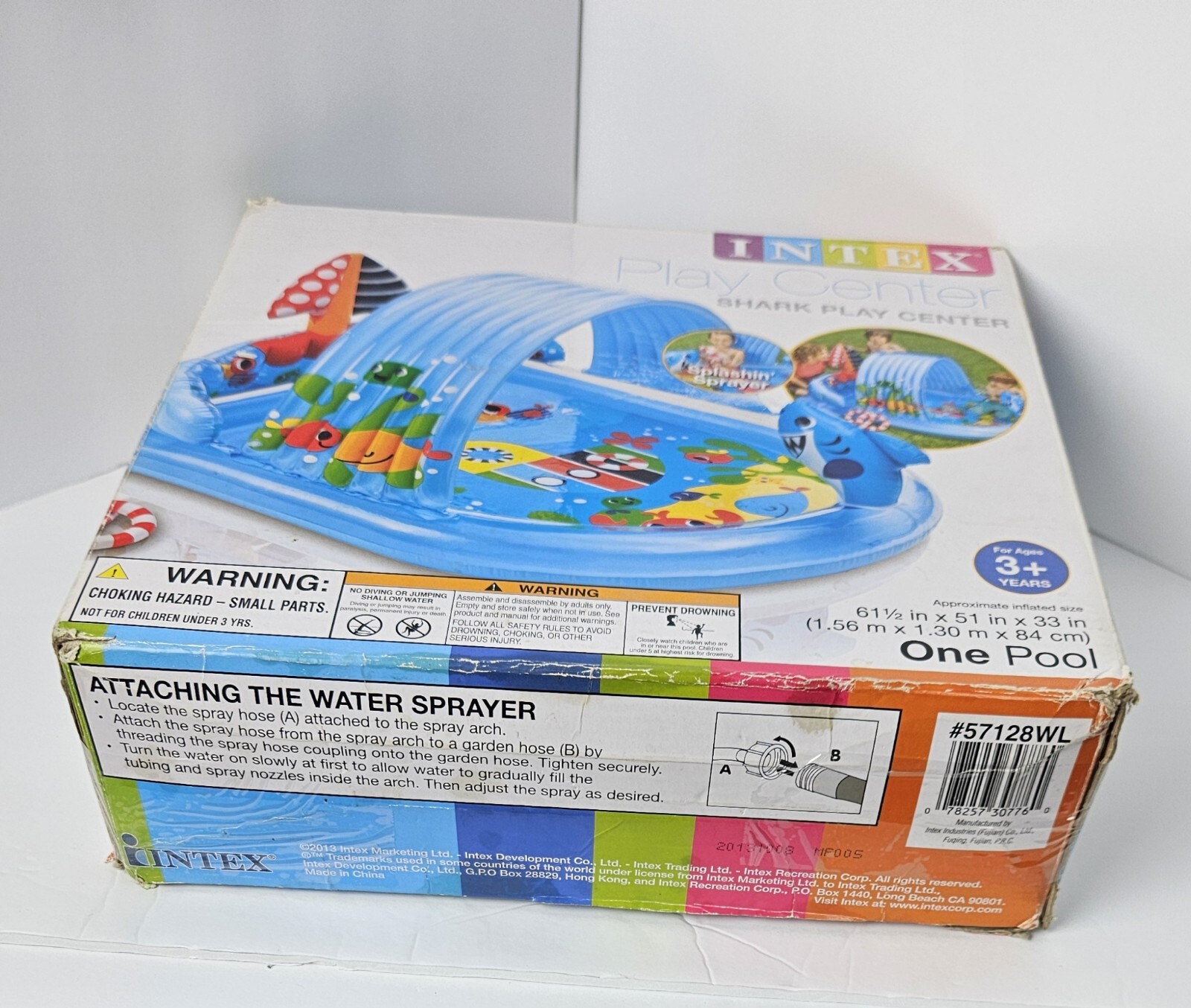 Intex Shark Play Center Built-In Sprayer Arc Summer Water Kid's Pool Inflatable