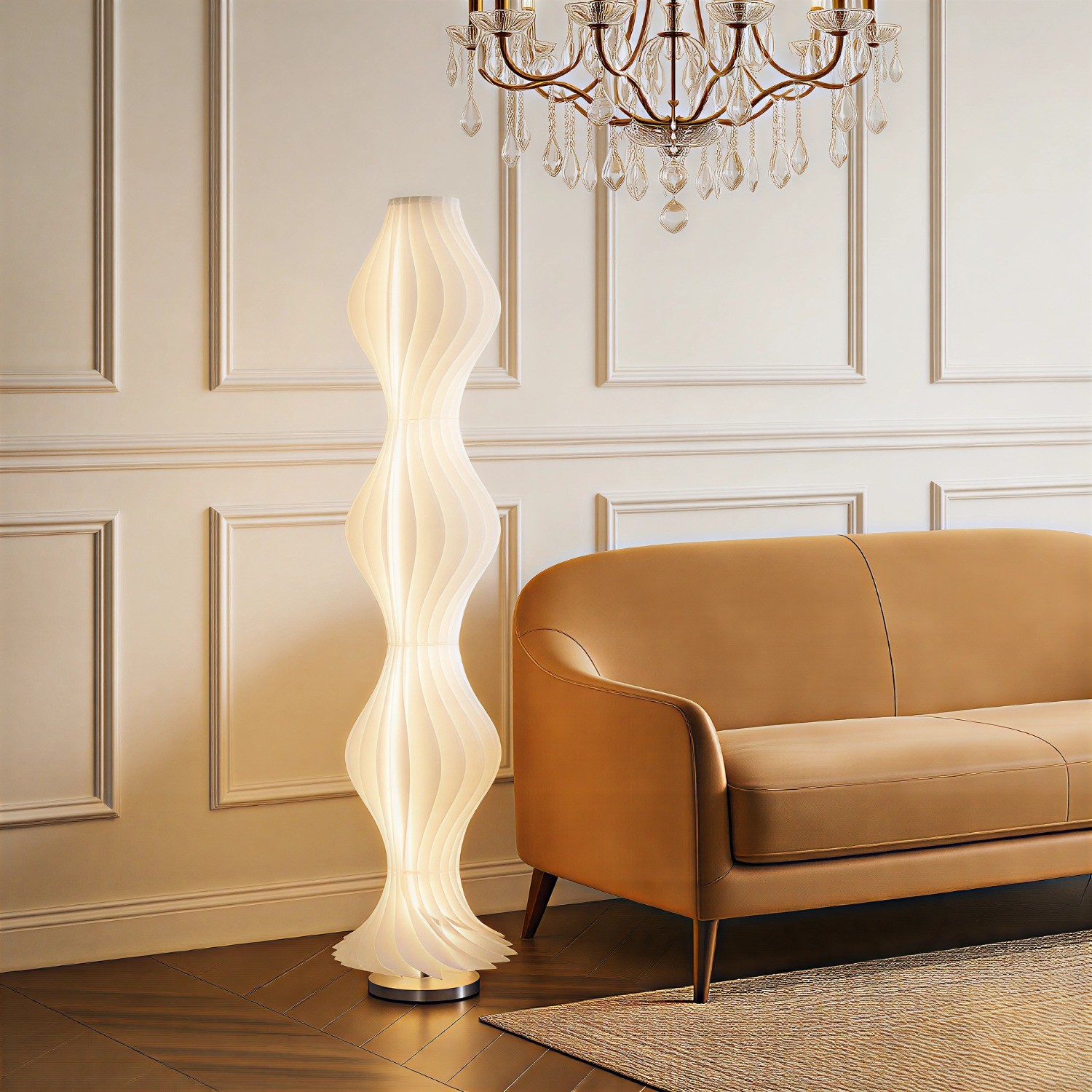 65" Modern Wavy LED Floor Lamp Dimmable Standing Light with Remote Control