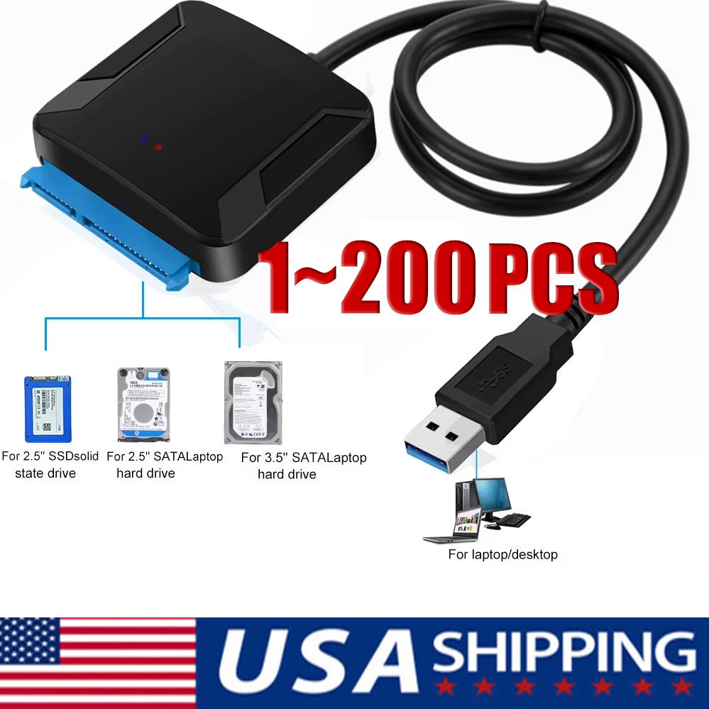 USB 3.0 to SATA External Hard Drive Reader 2.5" 3.5" HDD SSD Power adapter LOT