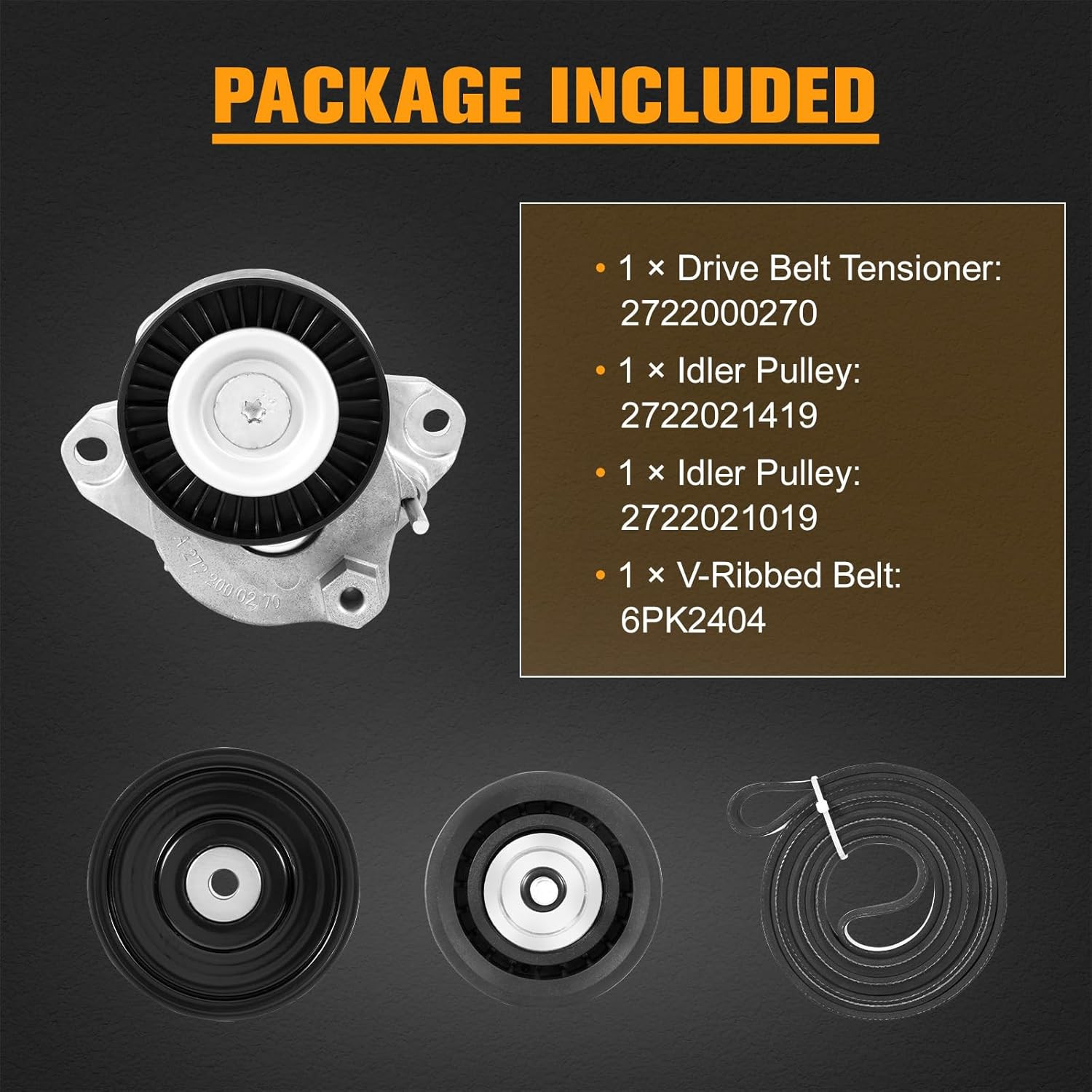 Engine Drive Belt Tensioner Idler Pulley V-Ribbed Serpentine Belt Kit Compatible