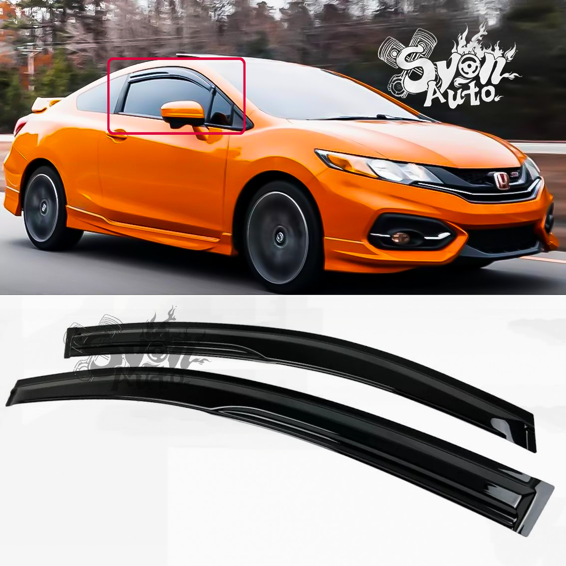 FITS 2012-15 HONDA CIVIC 2DR COUPE MUGEN STYLE WINDOW VISOR RAIN GUARD DEFLECTOR