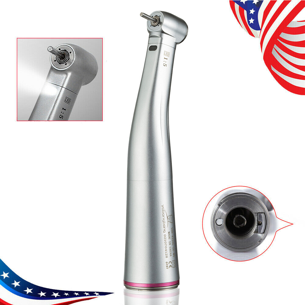 Dental 1:5 Increasing Contra Angle LED Optic Handpiece Fit NSK Electric Motor