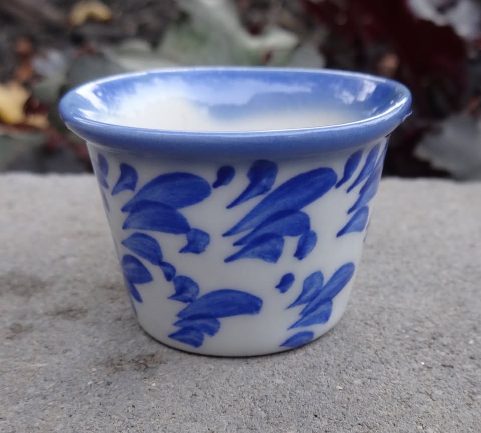 Tiny, Flow-Blue Style Porcelain Open Salt Dip, Cellar, Dish!