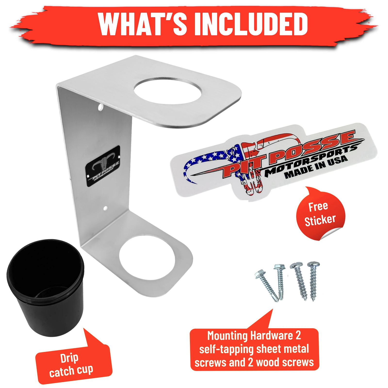 Pit Posse PP3364 Aluminum Oil Funnel Holder Wall Rack Enclosed Trailer or Garage