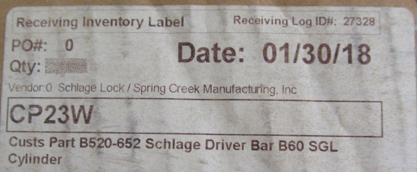 5-PACK SCHLAGE/ ALLEGION B520-652 TAILPIECE/ DRIVER BAR FOR B60 SGL CYLINDER
