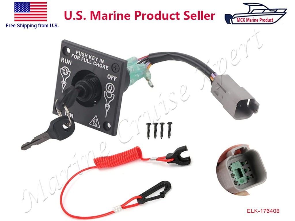 Ignition Key Switch Panel for Evinrude OMC Johnson BRP Outboard 176408 0176408