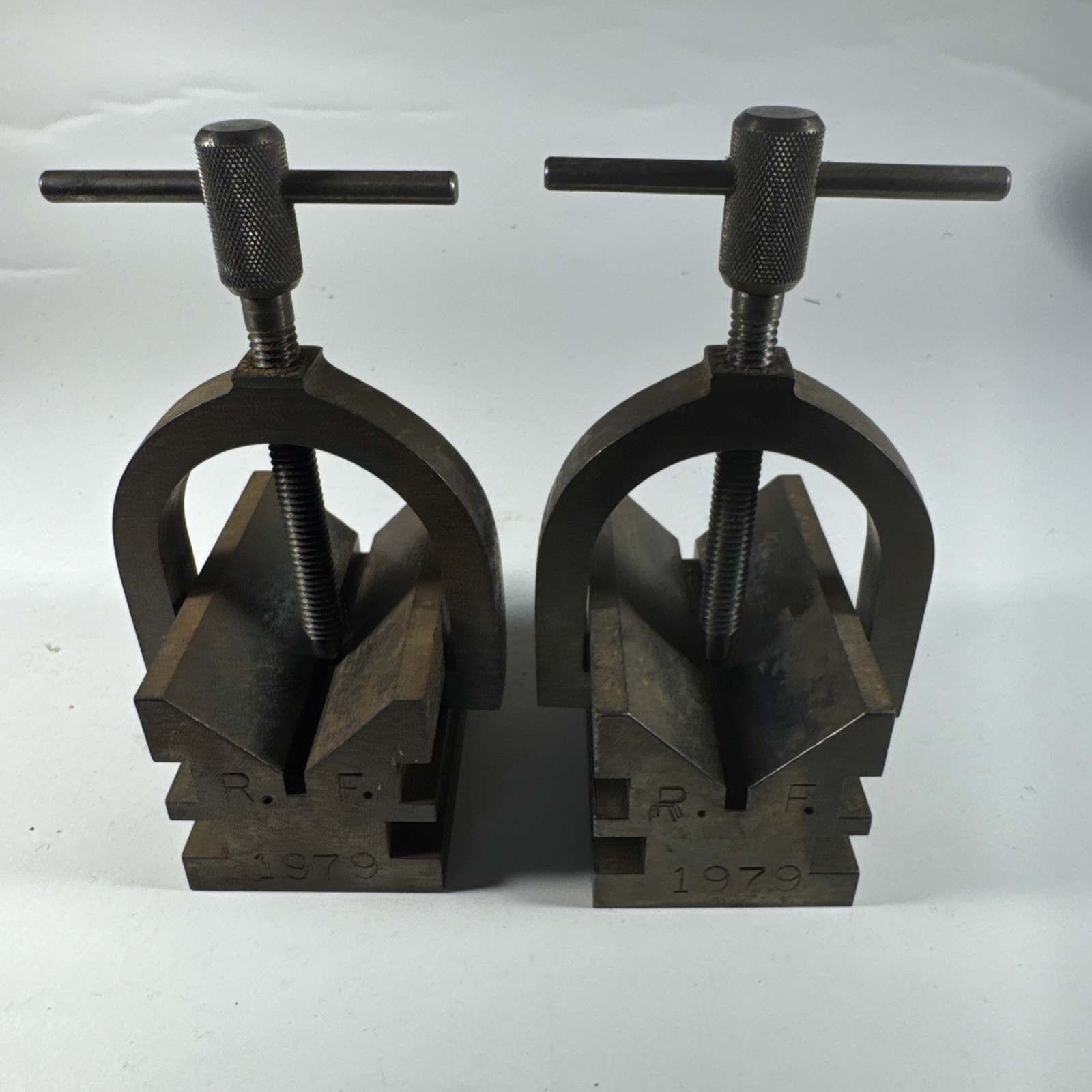 R.F. 1979 Precision V-block and clamp set Heavy Bronze 2.9 Pounds Each